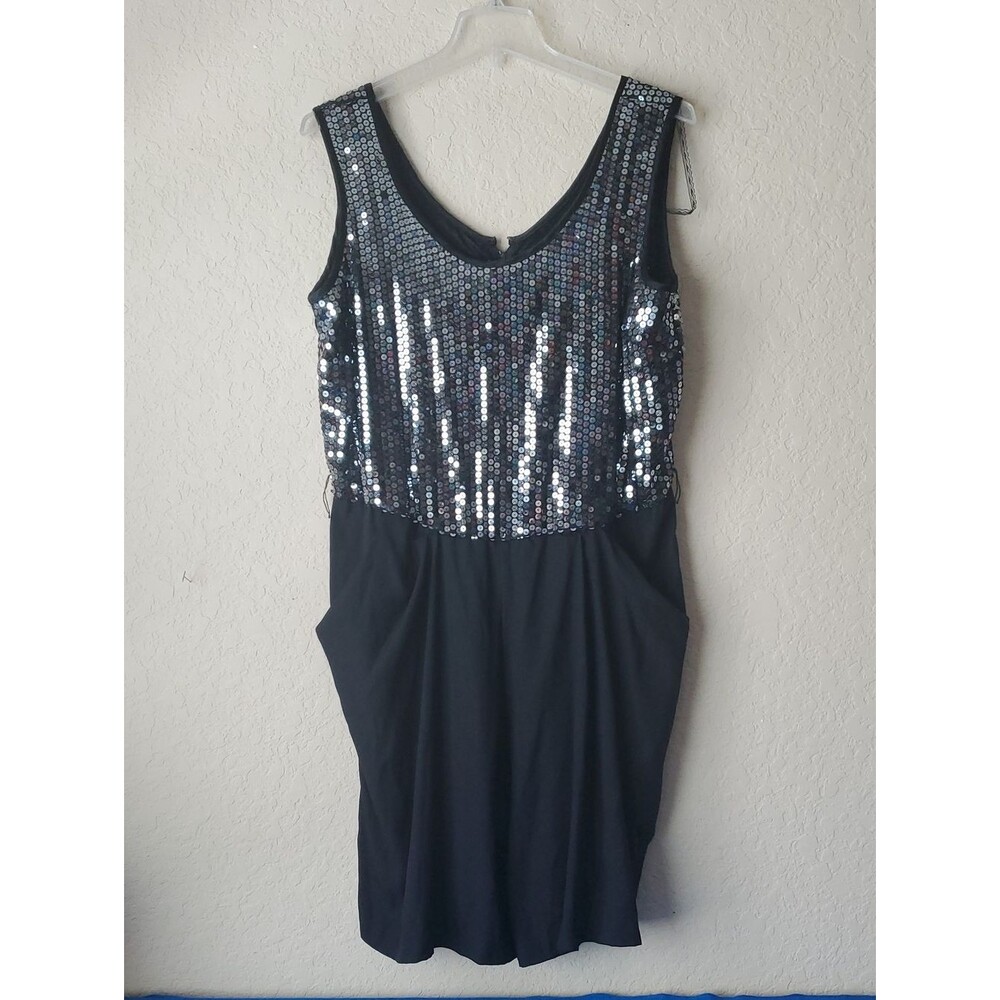 Betsy & Adam Black Silver Sequin Cocktail Romper Jumpsuit Shorts Plus Size 18W